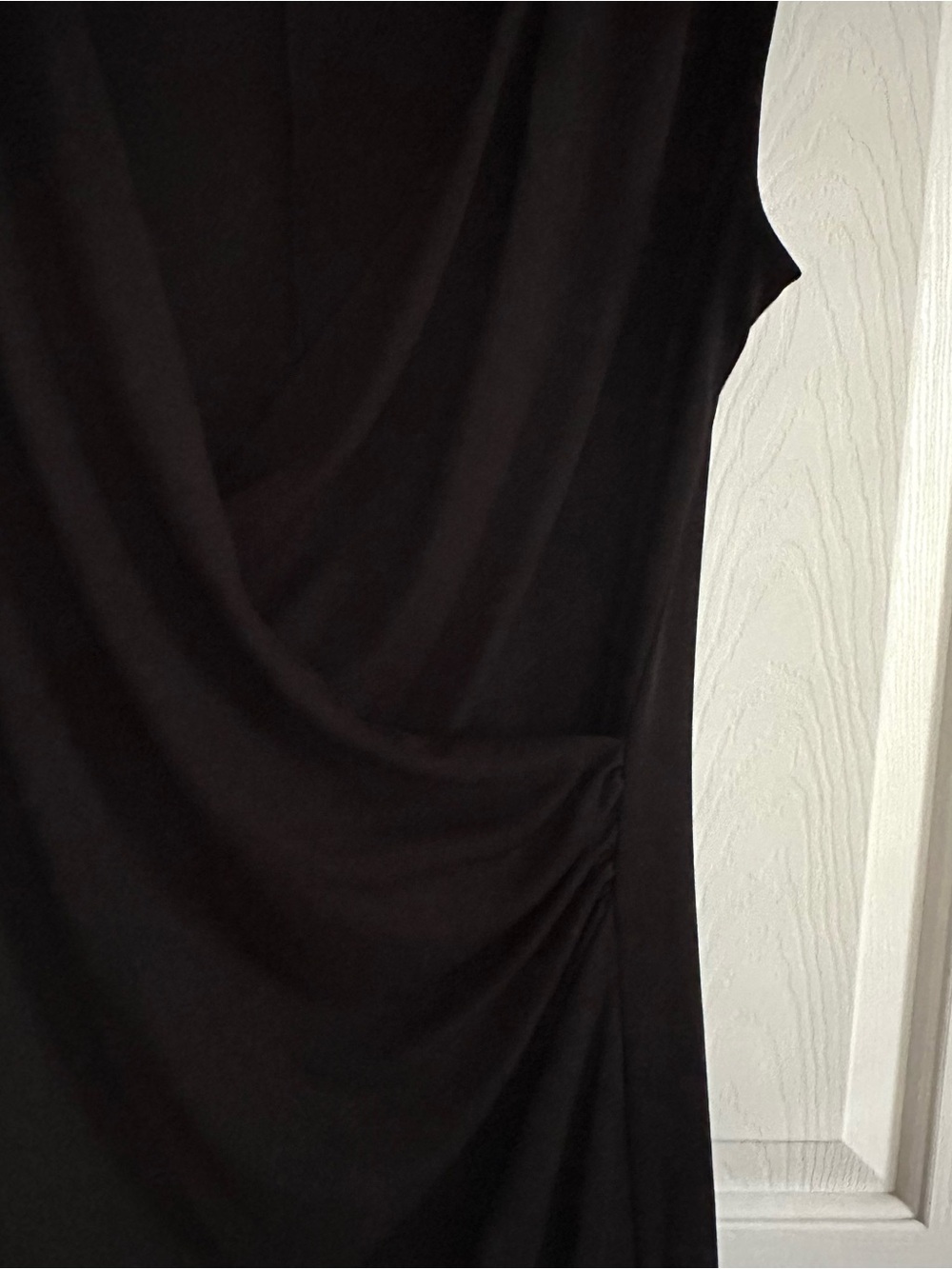 Anne Klein Black Sleeveless Surplice V-Neck Ruched Side Midi Dress Size XL - Picture 5 of 13